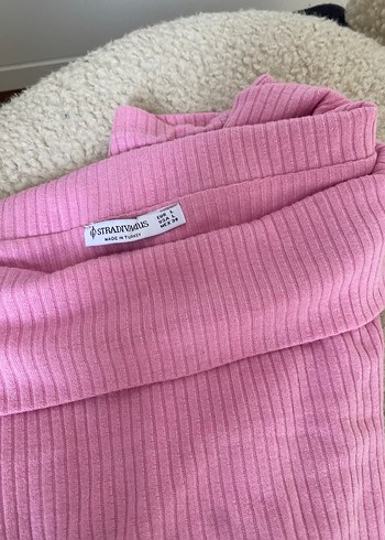 Pembe Triko Uzun Kollu Kısa Bluz - Görsel 2