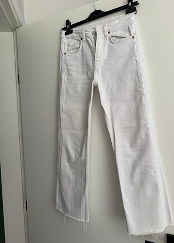 Beyaz Kadın Pantolon, Normal Boy, Regular Fit