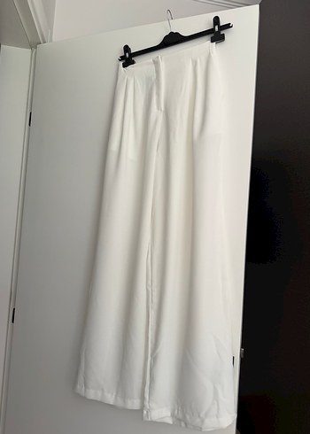 Beyaz Kadın Pallazzo Kumaş Pantolon