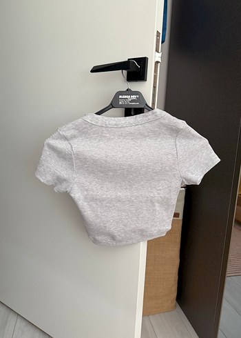 Diğer Gri Kısa Kollu Crop Top