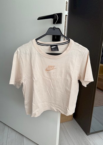 Nike Toz Pembe Kısa Kollu Crop Tişört