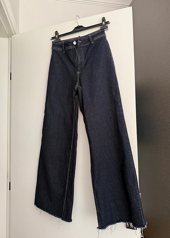 Lacivert Beli Saran Boru Paça Kot Pantolon