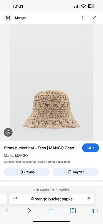 Mango buchet hasır şapka