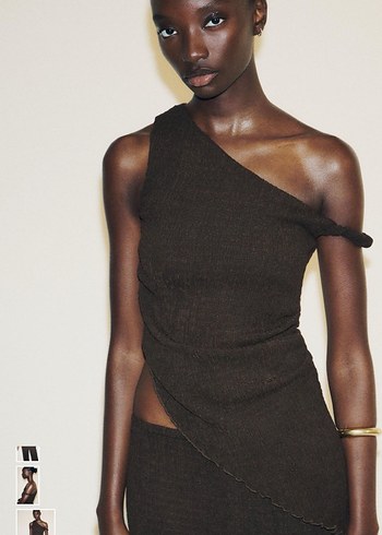 Zara Siyah Asimetrik Drapeli Kadın bluz - Görsel 2