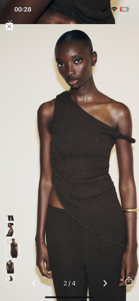 Zara Siyah Asimetrik Drapeli Kadın bluz - Görsel 2