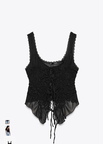 Zara Siyah Bağcıklı büzgülü top - Görsel 2