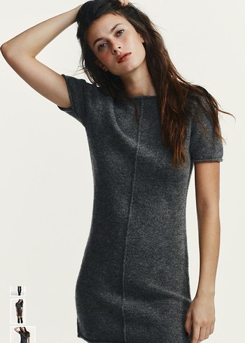 Zara Gri Kısa Kollu Triko Elbise - Görsel 3