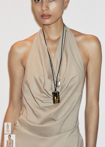 Zara Bej Halter Yaka top - Görsel 2