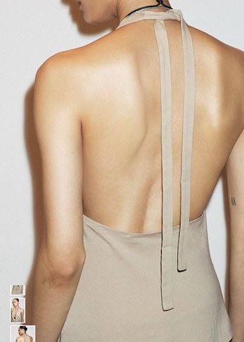 Zara Bej Halter Yaka top - Görsel 3