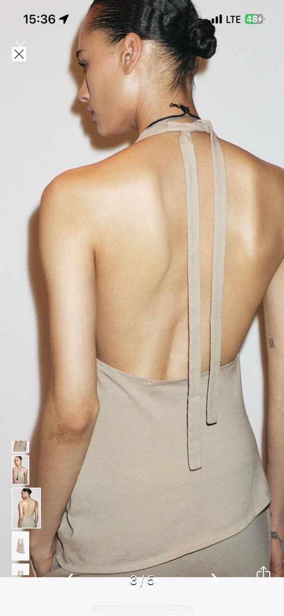 Zara Bej Halter Yaka top - Görsel 3