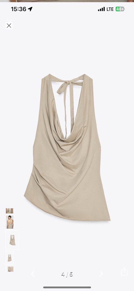 Zara Bej Halter Yaka top - Görsel 4