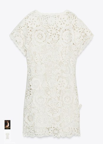 Zara viral Mini Beyaz kroşe elbise - Görsel 2