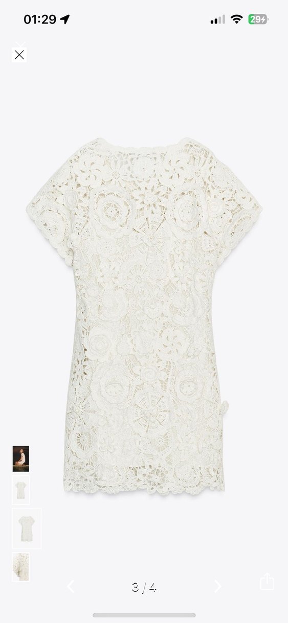 Zara viral Mini Beyaz kroşe elbise - Görsel 2