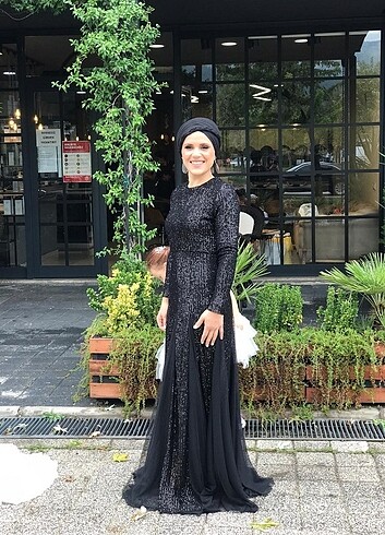 siyah payetli abiye