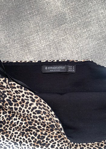 s Beden Leopar Desenli Straplez Bluz