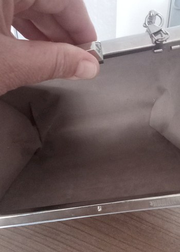 Beden Gri Zincir Detaylı Kadın Abiye Çanta