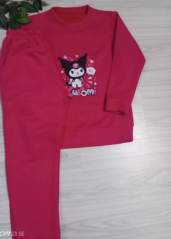 Kız Çocuk Pembe Baskılı Sweatshirt ve Eşofman - Görsel 3