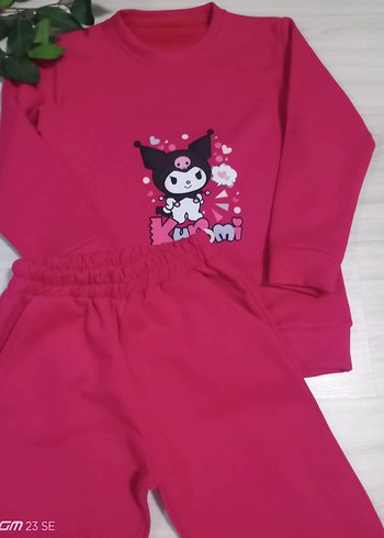 Kız Çocuk Pembe Baskılı Sweatshirt ve Eşofman - Görsel 2