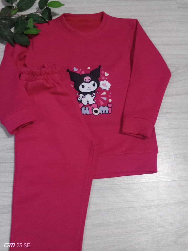Kız Çocuk Pembe Baskılı Sweatshirt ve Eşofman - Görsel 4