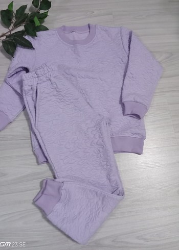 Mor Kız Çocuk Triko Eşofman Takımı - Görsel 5