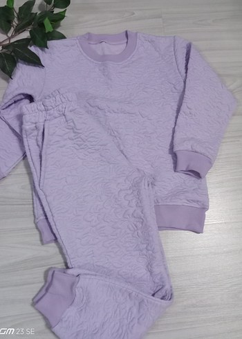 Mor Kız Çocuk Triko Eşofman Takımı - Görsel 2