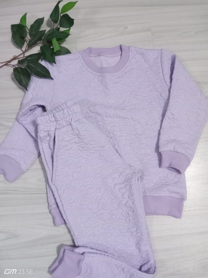 Mor Kız Çocuk Triko Eşofman Takımı - Görsel 3