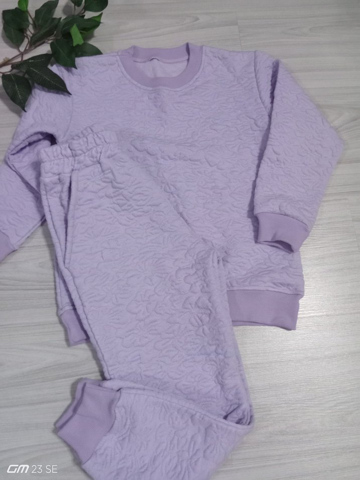 Mor Kız Çocuk Triko Eşofman Takımı - Görsel 2