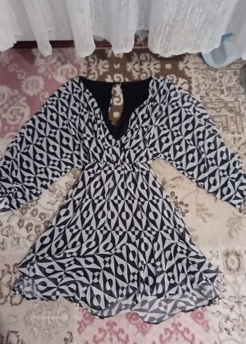 Bohem Siyah Mini Desenli Kadın Elbise pazarlık olur - Görsel 2