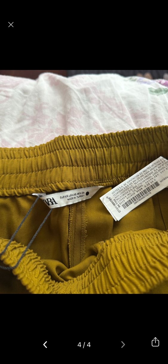 Zara Saten Görünümlü Sarı Salaş Kadın Pantolon - Görsel 4