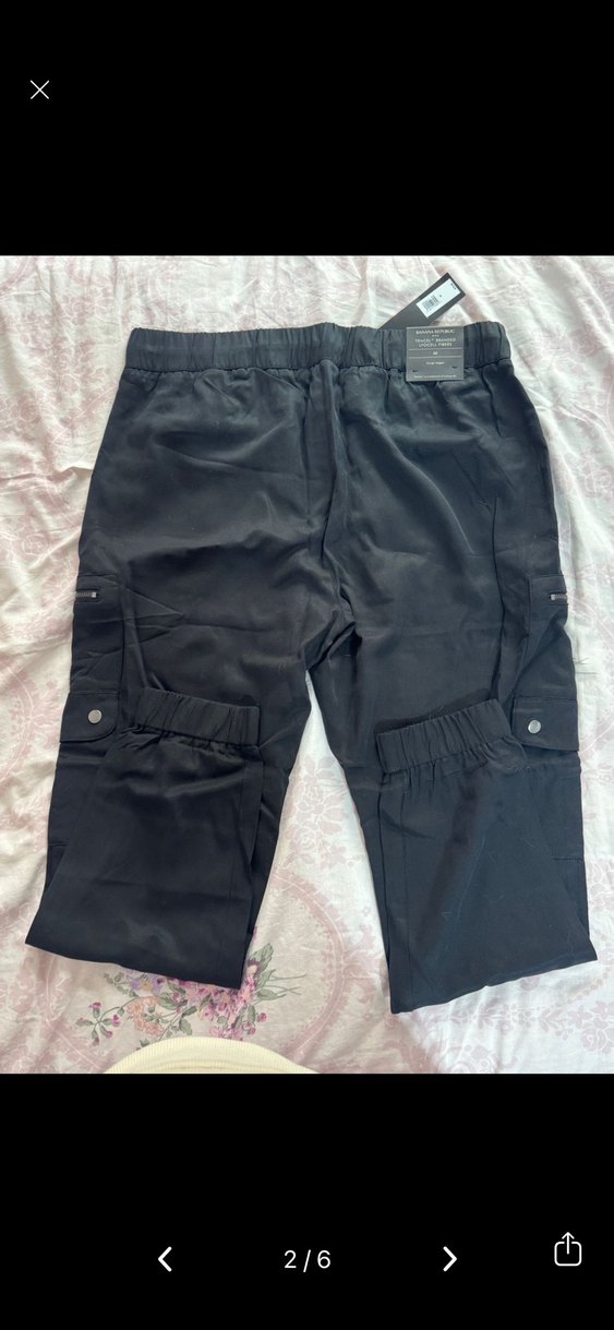 Banana Republic Kadın Siyah Kemerli Salaş Kumaş Pantolon - Görsel 2