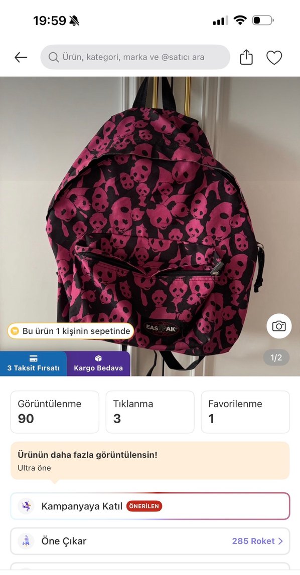Eastpak panda desenli Sırt Çantası - Görsel 3