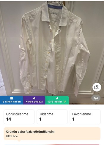 Vakko Düğmeli Beyaz Keten Erkek Gömlek - Görsel 4