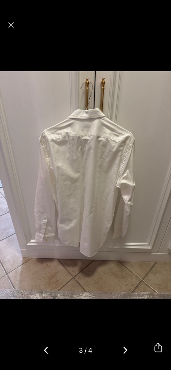 Vakko Düğmeli Beyaz Keten Erkek Gömlek - Görsel 3