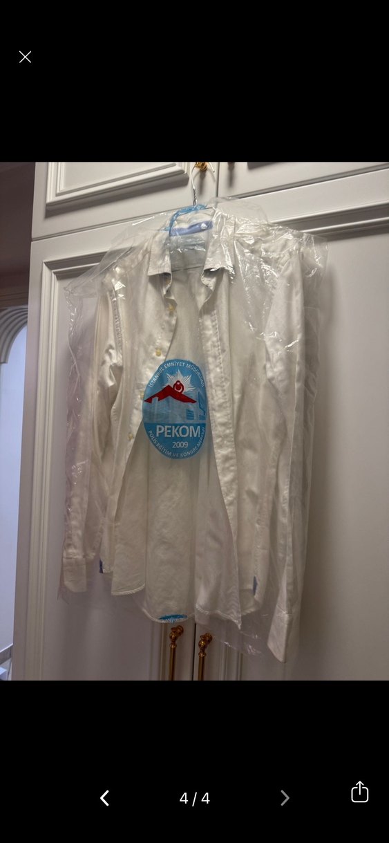 Vakko Düğmeli Beyaz Keten Erkek Gömlek - Görsel 5