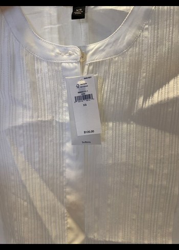 Banana Republic Düğmeli Beyaz Keten Kadın Gömlek - Görsel 3