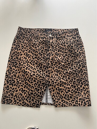 DENİM LEOPAR ETEK
