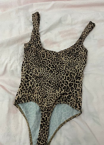 Kahverengi Leopar Desenli Kadın body - Görsel 3