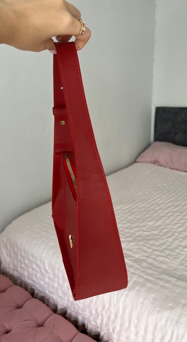 Kırmızı Minimalist Deri Kadın Çanta - Görsel 2