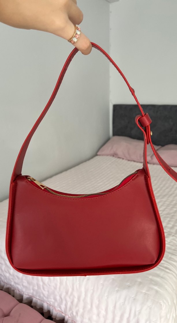 Kırmızı Minimalist Deri Kadın Çanta - Görsel 3