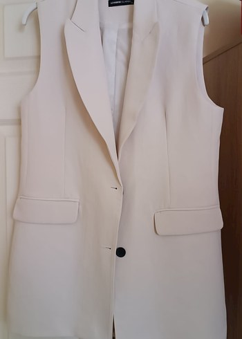 Bej Kolsuz Midi Blazer Ceket