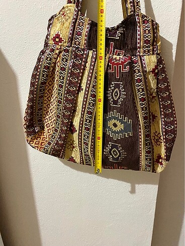 Beden kahverengi Renk kilim desen etnik bohem omuz çantası