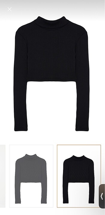 l Beden trendyol balıkçı yaka parmak detaylı fitilli crop bluz
