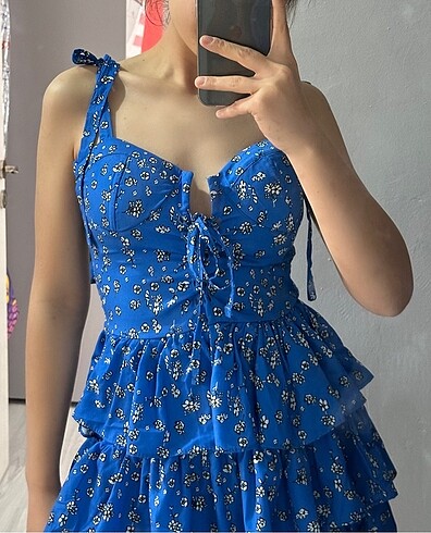 Diğer Çiçek desenli mini elbise