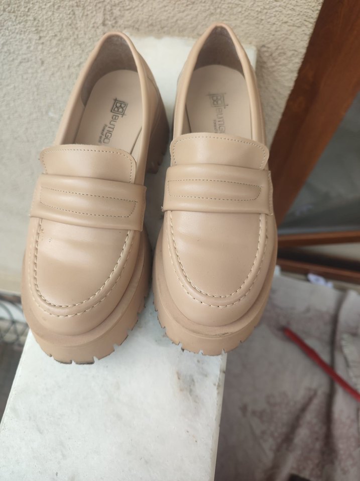 Bej Platform Topuk Kadın Loafer - Görsel 2