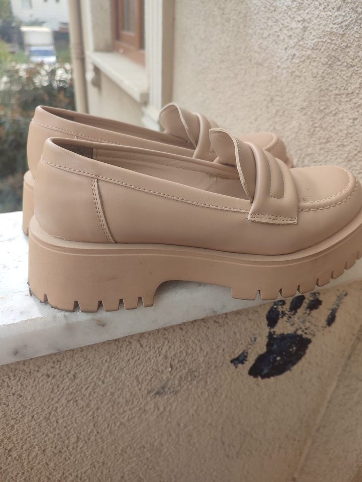 Bej Platform Topuk Kadın Loafer - Görsel 3