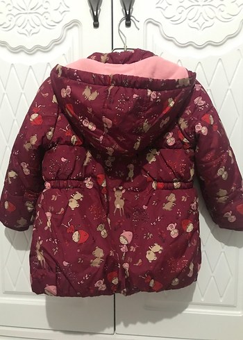 4 Yaş Beden bordo Renk Bordo Desenli Kız Çocuk Mont