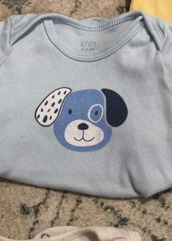 Mavi Kısa Kollu Pamuklu Bebek Body - Görsel 5