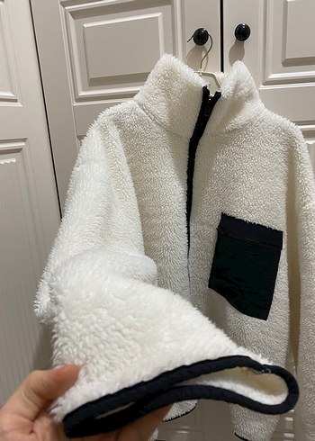 Fermuarlı Beyaz Kadın Polar Ceket - Görsel 3