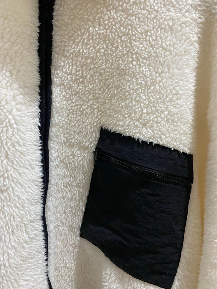 Fermuarlı Beyaz Kadın Polar Ceket - Görsel 4