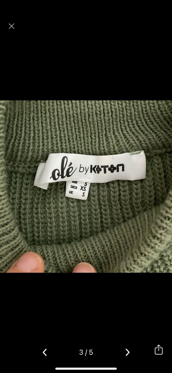 Yeşil Gri Çizgili Kadın Triko Kazak - Görsel 2